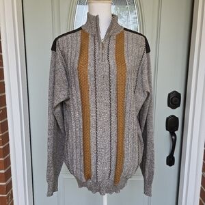 Stacy Adams Men's Quarter Zip Striped Sweater